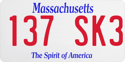 MA license plate 137SK3
