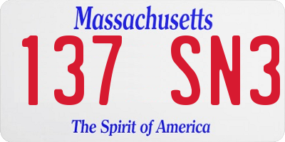 MA license plate 137SN3