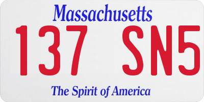 MA license plate 137SN5