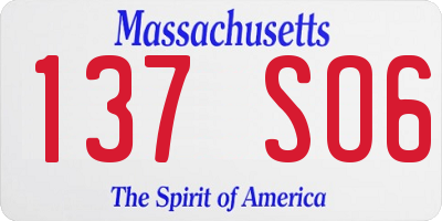 MA license plate 137SO6