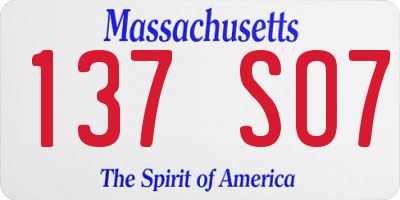 MA license plate 137SO7