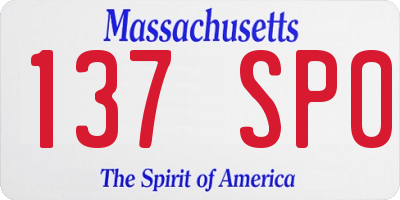 MA license plate 137SP0
