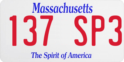 MA license plate 137SP3