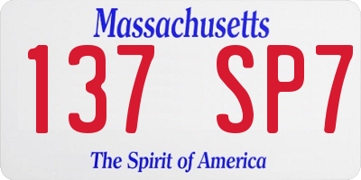 MA license plate 137SP7