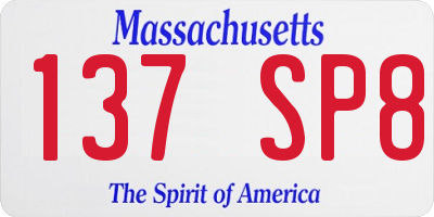 MA license plate 137SP8