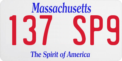 MA license plate 137SP9