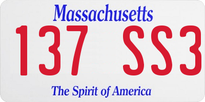 MA license plate 137SS3