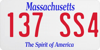 MA license plate 137SS4