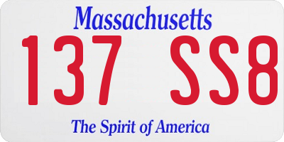 MA license plate 137SS8