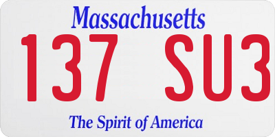 MA license plate 137SU3