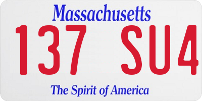 MA license plate 137SU4