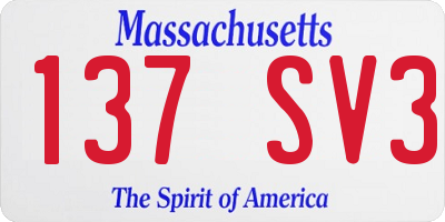 MA license plate 137SV3