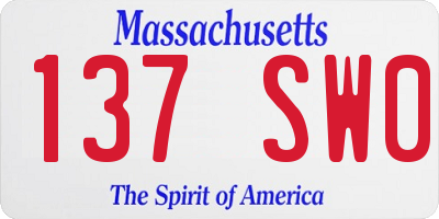 MA license plate 137SW0