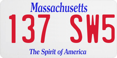 MA license plate 137SW5
