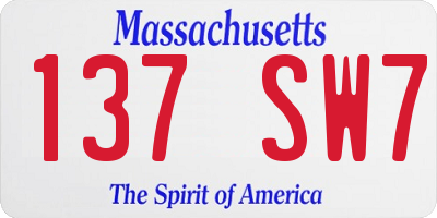 MA license plate 137SW7