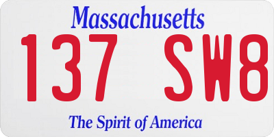MA license plate 137SW8