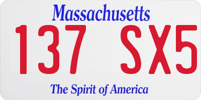 MA license plate 137SX5