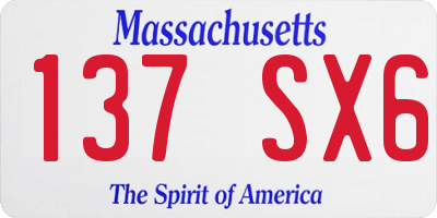 MA license plate 137SX6