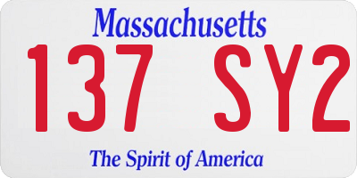 MA license plate 137SY2