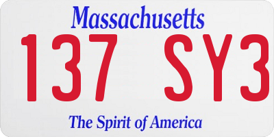 MA license plate 137SY3