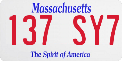 MA license plate 137SY7
