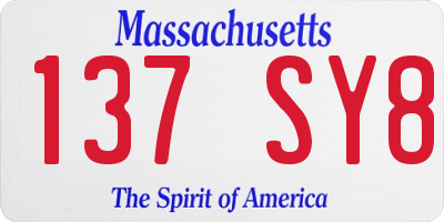 MA license plate 137SY8