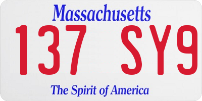 MA license plate 137SY9