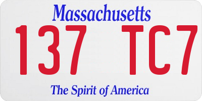 MA license plate 137TC7