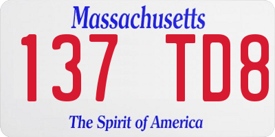 MA license plate 137TD8
