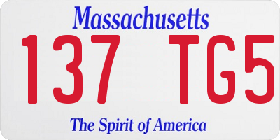 MA license plate 137TG5