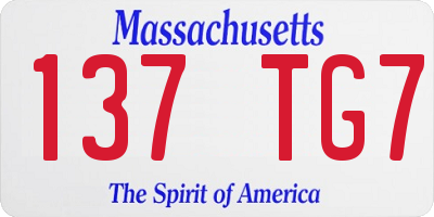MA license plate 137TG7