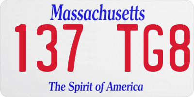 MA license plate 137TG8