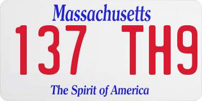 MA license plate 137TH9