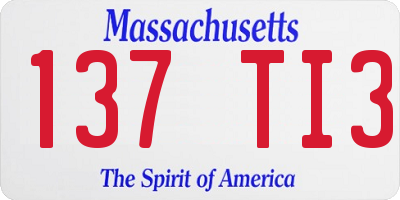 MA license plate 137TI3