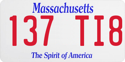 MA license plate 137TI8