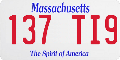 MA license plate 137TI9