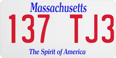 MA license plate 137TJ3