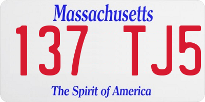 MA license plate 137TJ5