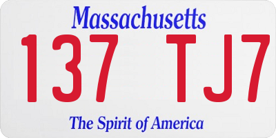 MA license plate 137TJ7