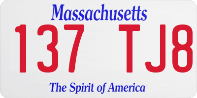 MA license plate 137TJ8