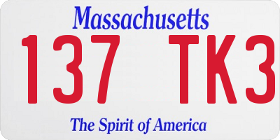 MA license plate 137TK3