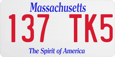 MA license plate 137TK5