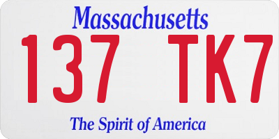 MA license plate 137TK7
