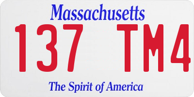 MA license plate 137TM4