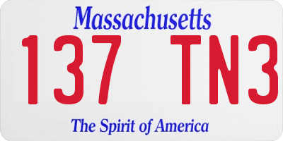 MA license plate 137TN3