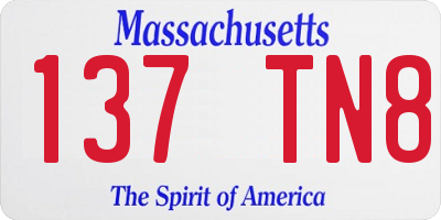 MA license plate 137TN8