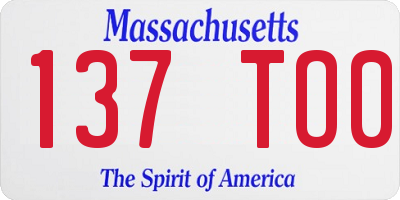 MA license plate 137TO0