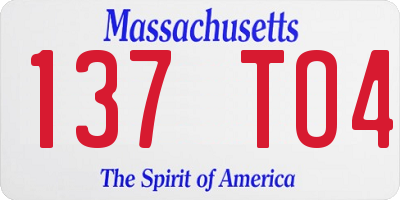MA license plate 137TO4