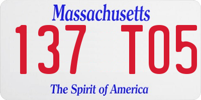 MA license plate 137TO5
