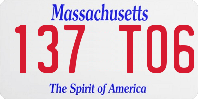 MA license plate 137TO6